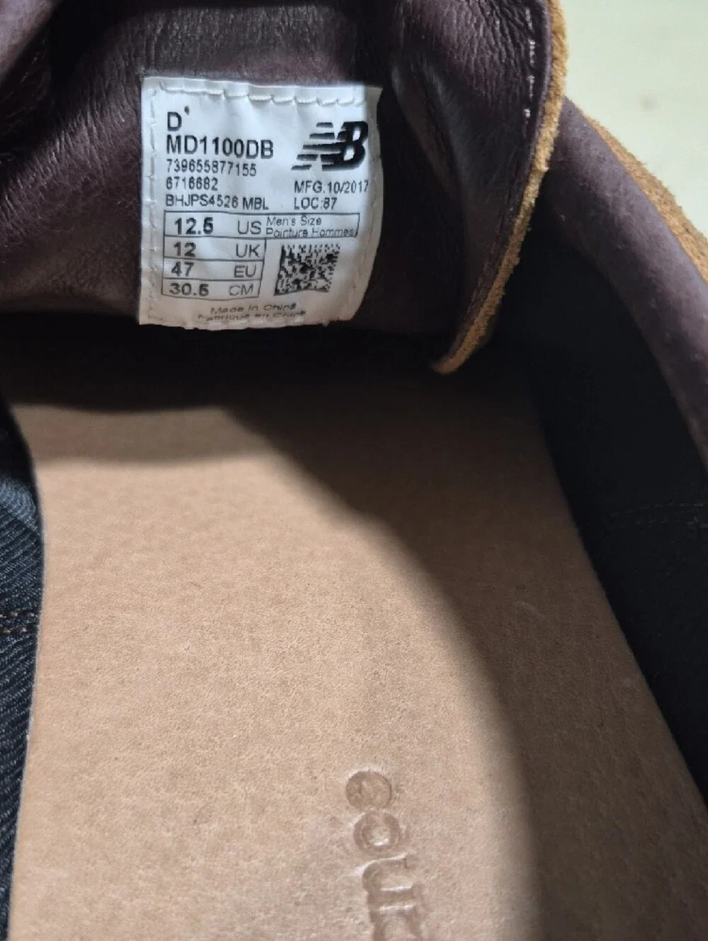 New Balance Tan Suede Derby Shoes with Red Trim - Picture 6 of 6
